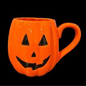 Lang Smiling Pumpkin Jack-o'-Lantern Orange & Black Mug Coffee Cup New
